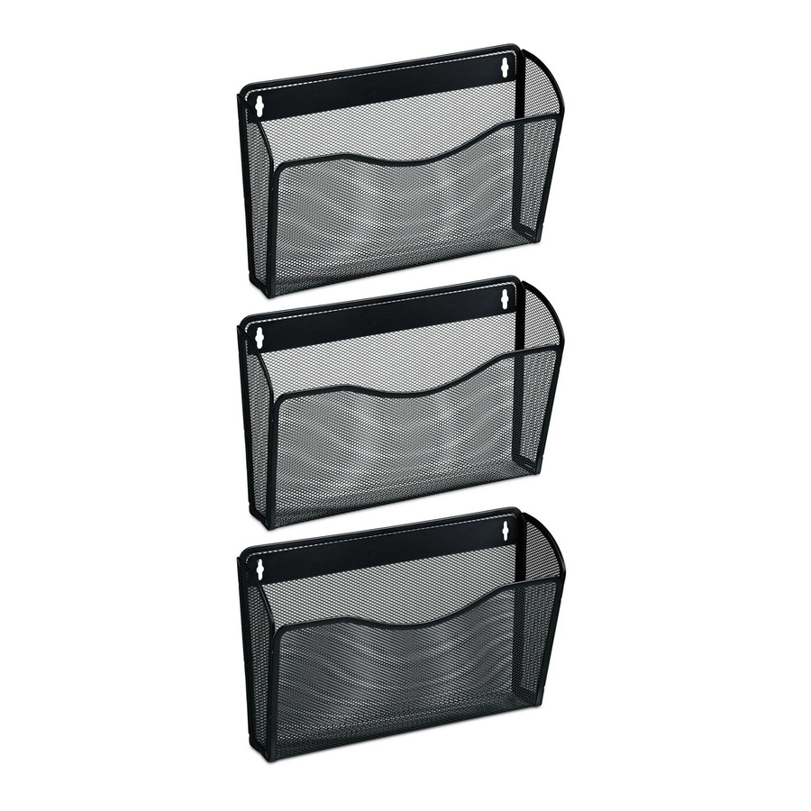Relaxdays Zeitschriftenhalter Wand 3er Set aus Eisen in Schwarz im Mesh-Design - Bild 2