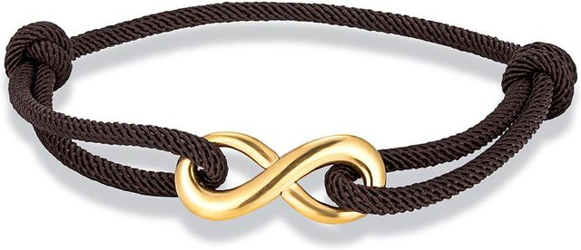 Unendlichkeitsarmband, vergoldetes Edelstahl, kaffeebraun, Unisex - Bild 1
