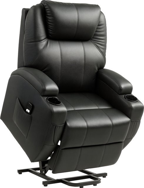 HOMCOM Relaxsessel mit Aufstehhilfe und Aufbewahrungstasche in Schwarz, B/T/H: 84 x 92 x 109 cm - Bild 1