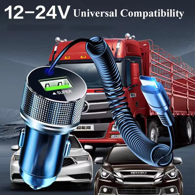EDEBA USB-Autoladegerät aus Metall mit Typ-C-Kabel, 2-in-1 Schnellladegerät für 12 V Fahrzeuge, kompatibel mit iPhone, Samsung, Huawei, VIVO und OPPO - Bild 6