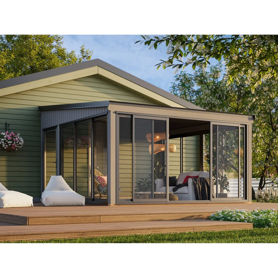 Palmako Holz-Gartenhaus Lumi Slide Plus mit Pultdach in Dunkelgrau, B/T: 420 x 420 cm - Bild 2