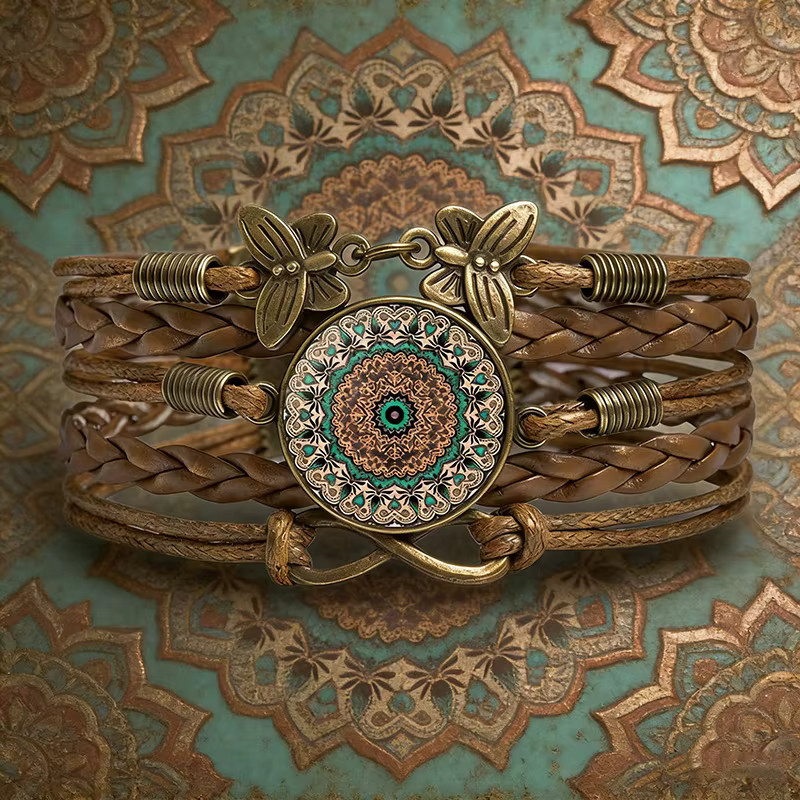 konminry Wickelarmband Leder, Braun, Vintage, Damen - Bild 2