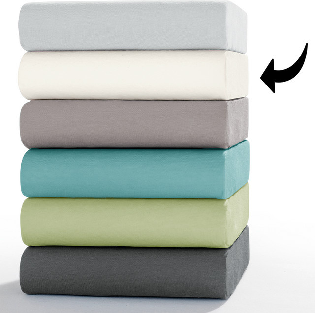 Dreamtex Aloe Vera Jersey-Spannbetttuch aus Baumwolle, Farbe: Weiß, B/T: 180-200 x 200 cm - Bild 1