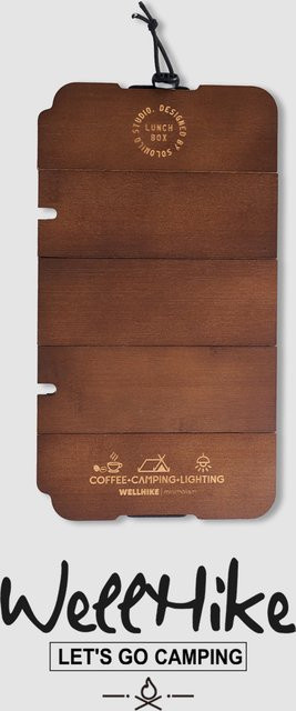 WELLHIKE Lunchbox aus Metall in Braun mit Holzplanken-Textur im Retro-Design für Outdoor, Camping und Picknick - Bild 1
