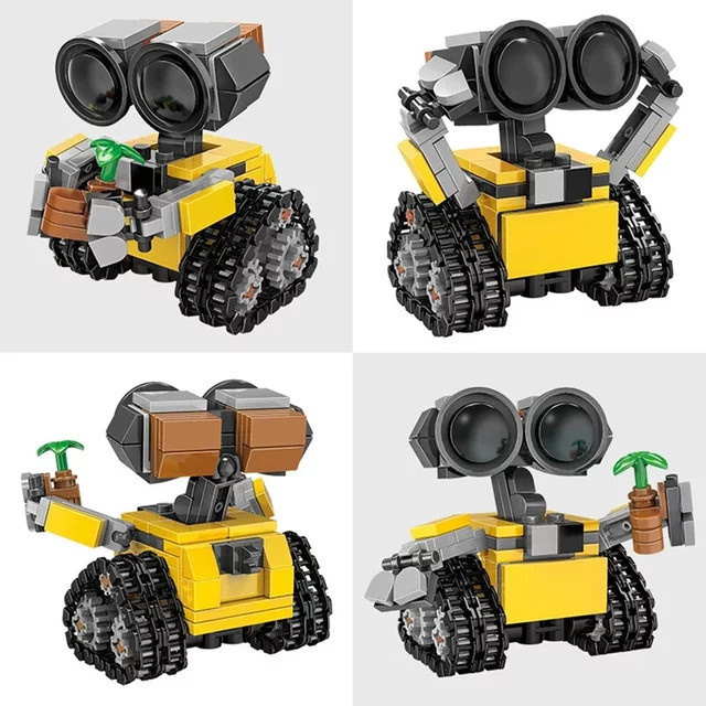 Potdemiel Mini Roboter Wall-e MOC Bausteine Set, Disney Charakter DIY Ziegel Kit in Gelb für Kinder und Erwachsene - Bild 1