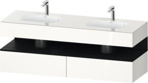 Duravit Qatego Einbauwaschtisch-Möbel-Set in Weiß Hochglanz mit LED-Beleuchtung, B/T/H: 160 x 55 x 60 cm - Bild 1