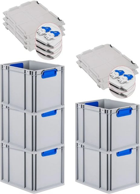 PROREGAL Spar Set 5x Eurobox Nextgen Color mit Scharnierdeckel und Schiebeschnappverschlüssen, Blau, H x B x T: 32 x 30 x 40 cm - Bild 1