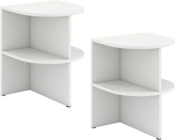 Costway Beistelltisch 2er Set halbrund in Weiß, moderner Sofatisch und Nachttisch mit abgerundeten Kanten