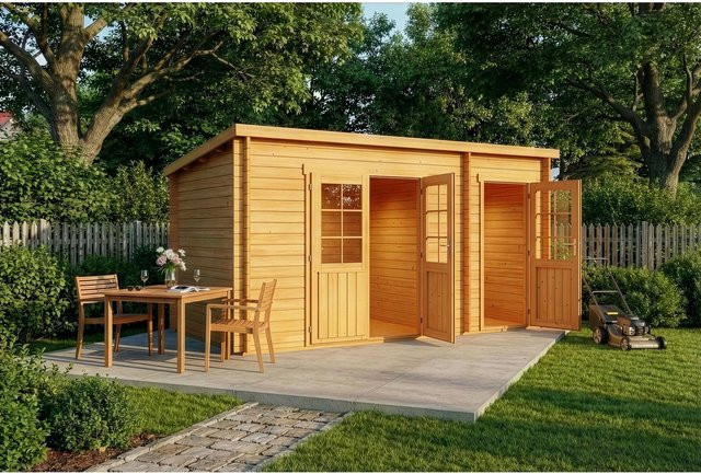 Alpholz Gartenhaus Maria Log Cabin Pultdach braun B: 450 cm, T: 279 cm, H: 229 cm - Bild 1