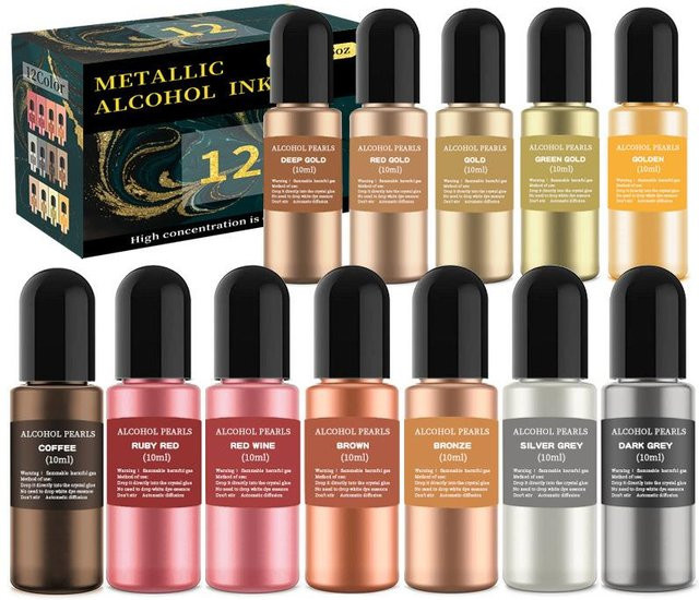 YAKAMOZ Harz Pigment Kit mit Alkohol-Tinte für DIY Epoxidharz-Schmuck in Multicolour - Bild 1