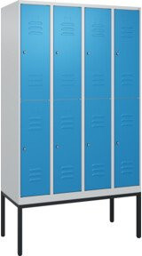 C+P Doppelstock-Spind Classic PLUS mit 4 Abteilen, Gestell, Farbe RAL 5012 Lichtblau, H x B x T: 212 x 120 x 50 cm - Bild 1