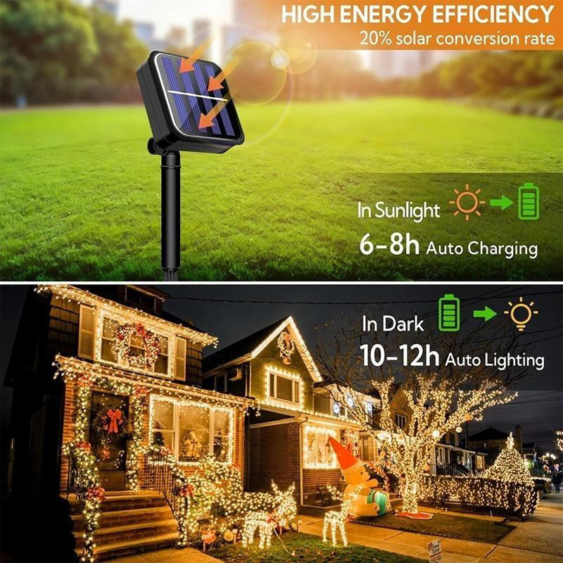 Lanzhong Solar LED Lichterkette Outdoor für Garten und Weihnachtsdekoration, 22m mit 200 LEDs, Multicolor, IP65 wasserdicht - Bild 8