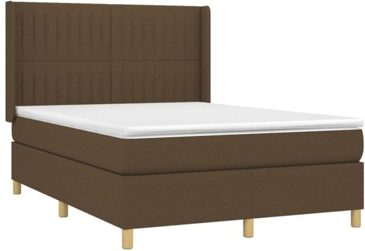 vidaxl Boxspringbett mit Matratze aus Stoff in Braun, Modernes Polsterbett, B/T: 140 x 190 cm - Bild 1