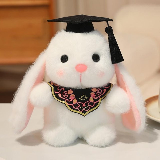 Yiran toy Lop Kaninchen Arzt Bachelor Plüschtier, Weiß, Braun, 18cm - Bild 1