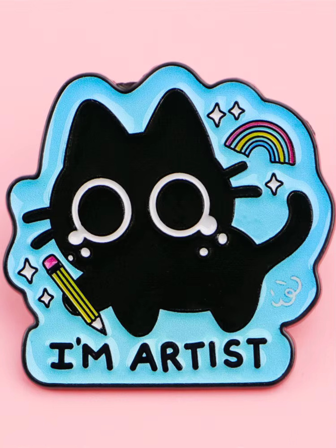 I'M Artist Anstecknadel, Schwarze Katze, Emaille, Schwarz - Bild 3
