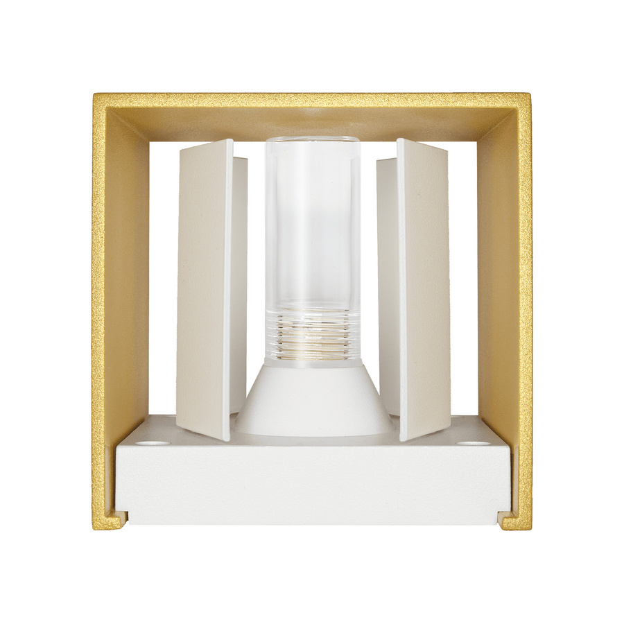 Luxvenum Wandleuchte CUBE in Münzgold, Up & Down Licht mit einstellbarer Abstrahlung, IP54 wetterfest aus Aluminium - Bild 1