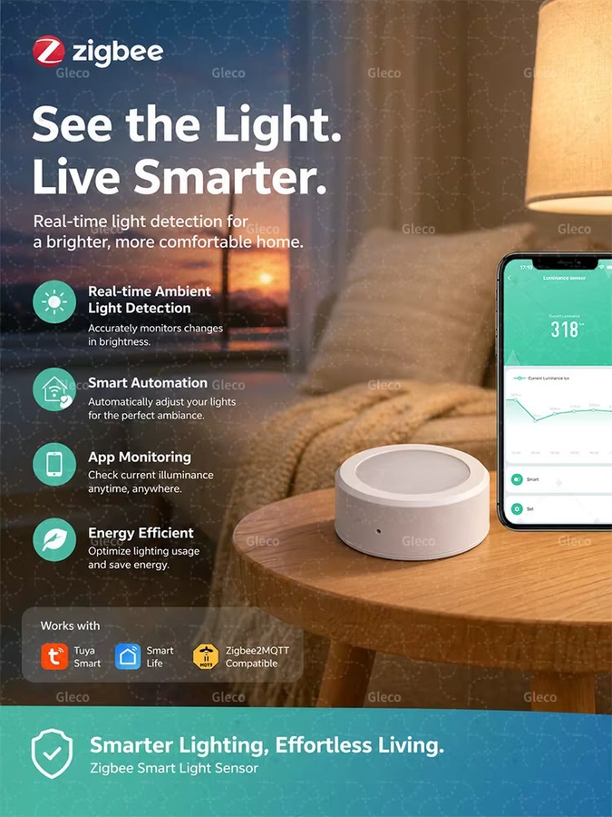 Coolo ZigBee Helligkeitssensor in Weiß für Tuya Smart Life und Z2M Hausautomation - Bild 6