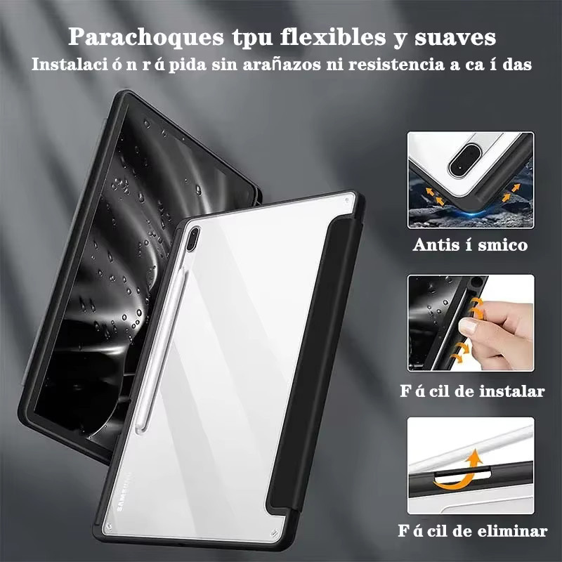 Acryl-Tablet-Hülle für Samsung Galaxy Tab S10 Ultra, S9, S8, S7 FE Plus, S6 Lite, A11 Plus, A9 und A9+ in Schwarz - Bild 3