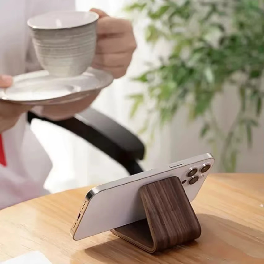 VIKEFON Smartphone-Halterung aus Holz im Vintage-Stil, Farbe: Braun - Bild 4