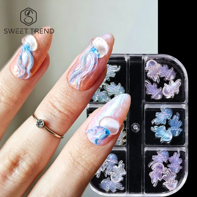 SWEET TREND Nagelschmuck, 6-teiliges Set, Schimmernd, Quallen-Design - Bild 1