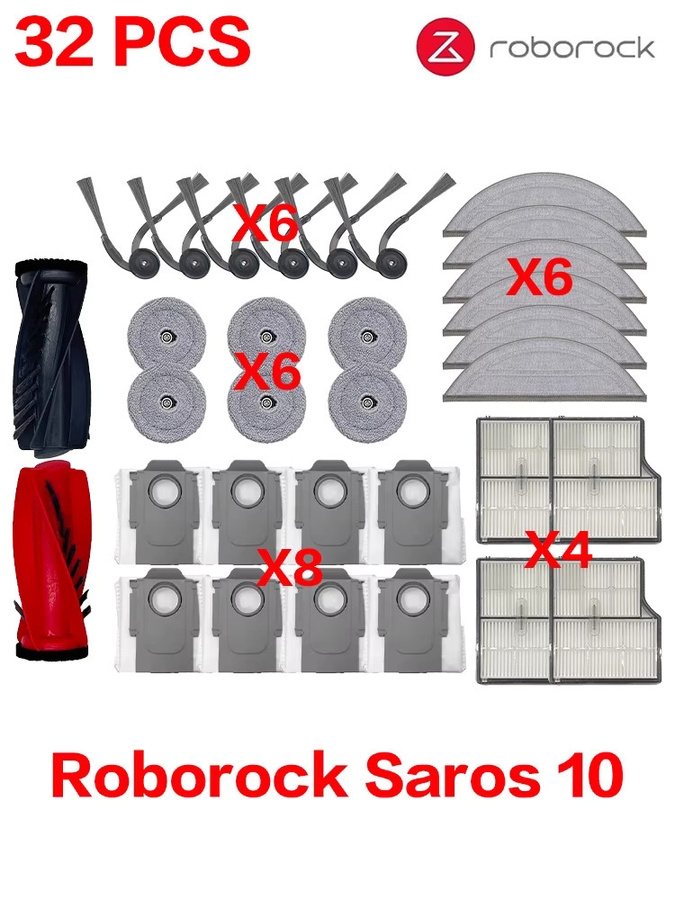 Roborock Saros 10 Zubehör Set mit Hauptbürste, Seitenbürste, Hepa-Filter, Staubbeutel und Wischmopp in Multicolour - Bild 3
