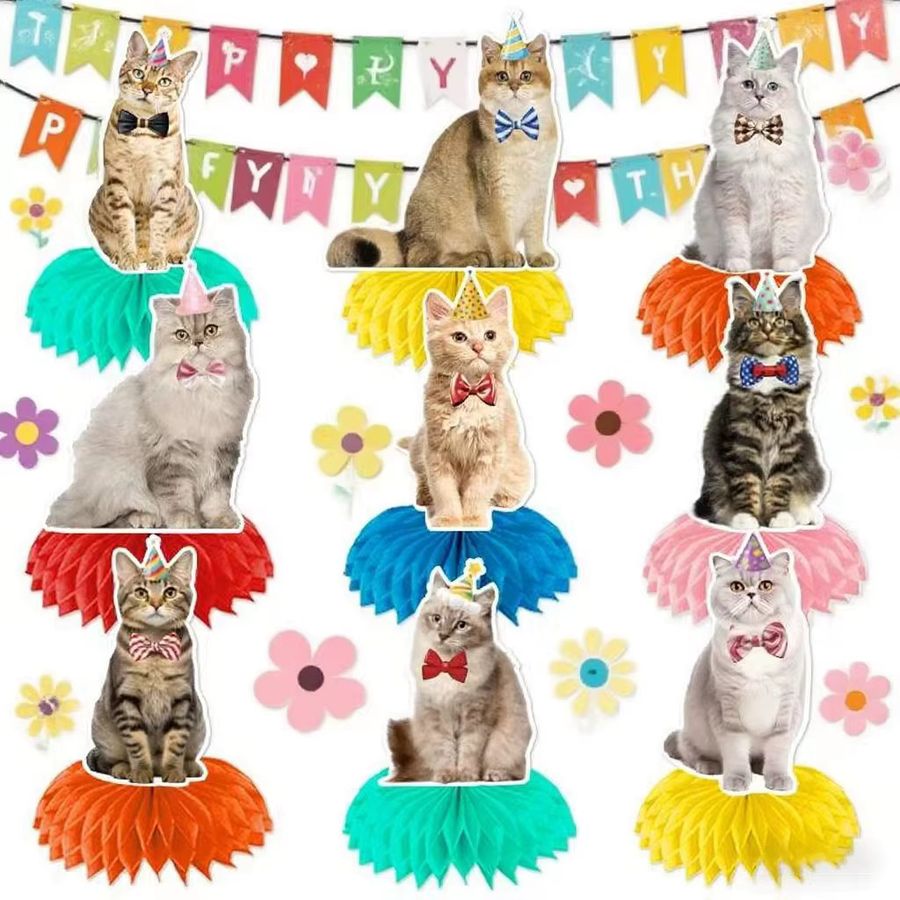 YTYIN Geburtstag Dekoration für Katzen mit Banner und Kuchen Topper in Multicolor - Bild 2