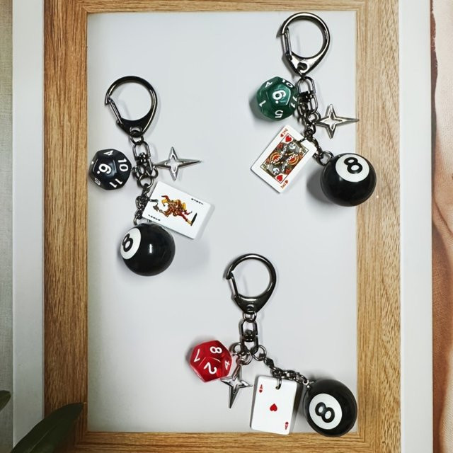 Schlüsselanhänger Acryl, Pokerwürfel, Sternanhänger, Unisex - Bild 1