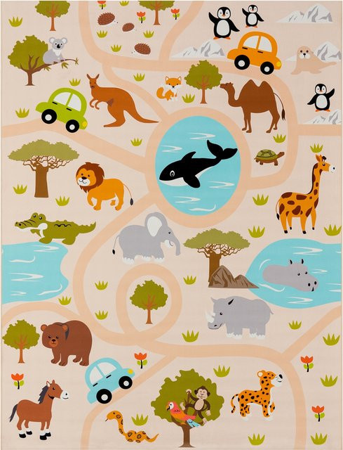 Kinderteppich Bini mehrfarbig, rutschfest und waschbar, B/B: 240 x 340 cm - Bild 1
