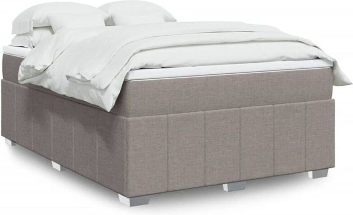 vidaxl Boxspringbett mit Matratze in Taupe meliert aus Stoff, B/T/H: 160 x 200 x 46 cm - Bild 1