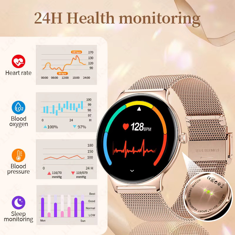Jooeniok Smartwatch, Gold, Milanaise, Damen - Bild 2