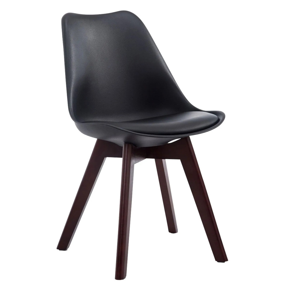 CLP Retrostuhl Borneo V2 mit Kunstlederbezug in Schwarz und Holzgestell, Sitzhöhe: 47 cm - Bild 2