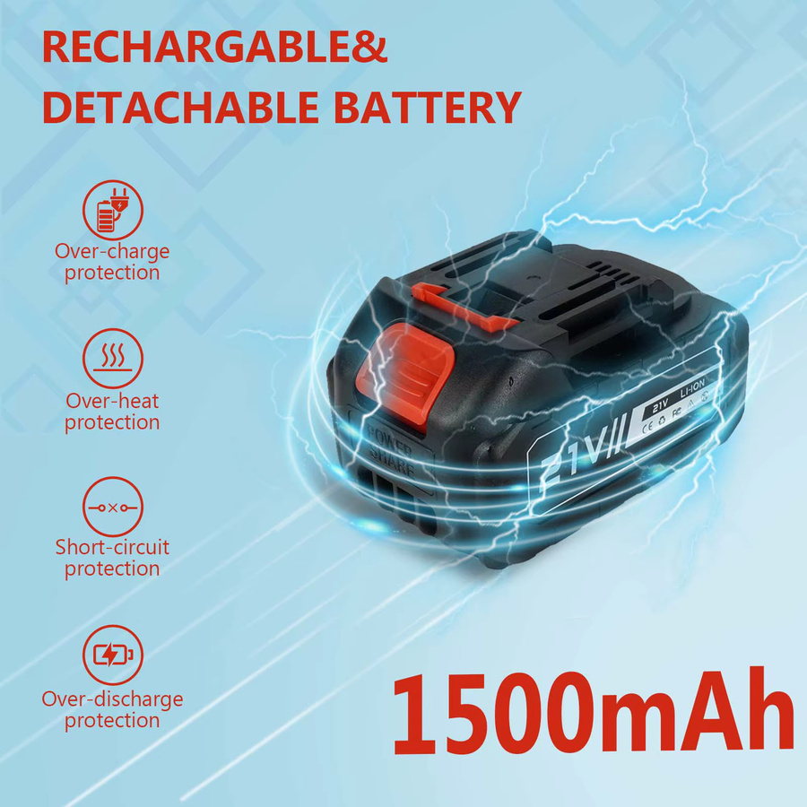 HGTUGO 21V Akku-Lithium-Batterie in Schwarz für kabellose Elektrowerkzeuge mit hoher Kapazität - Bild 5