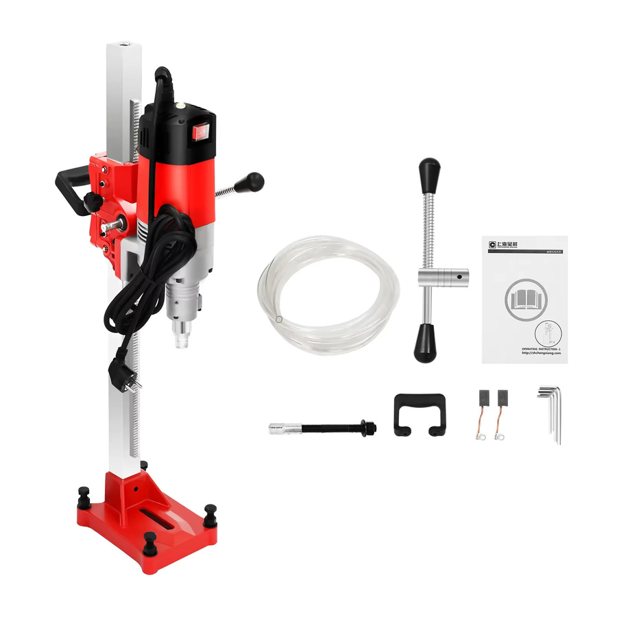CNCEST Elektrische Kernbohrmaschine 2300W für Stahlbeton, Marmor und roten Backstein, Nass-Trocken-Betonbohrer, Farbe: Rot - Bild 5
