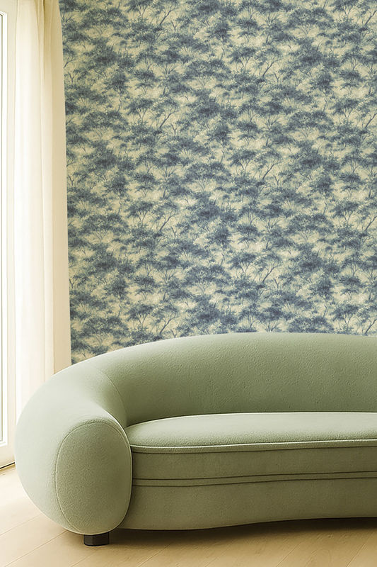 Clarke & Clarke Tapete Boschetto in Blau mit floralem Naturmotiv und Landschaftsmuster aus Vlies - Bild 2
