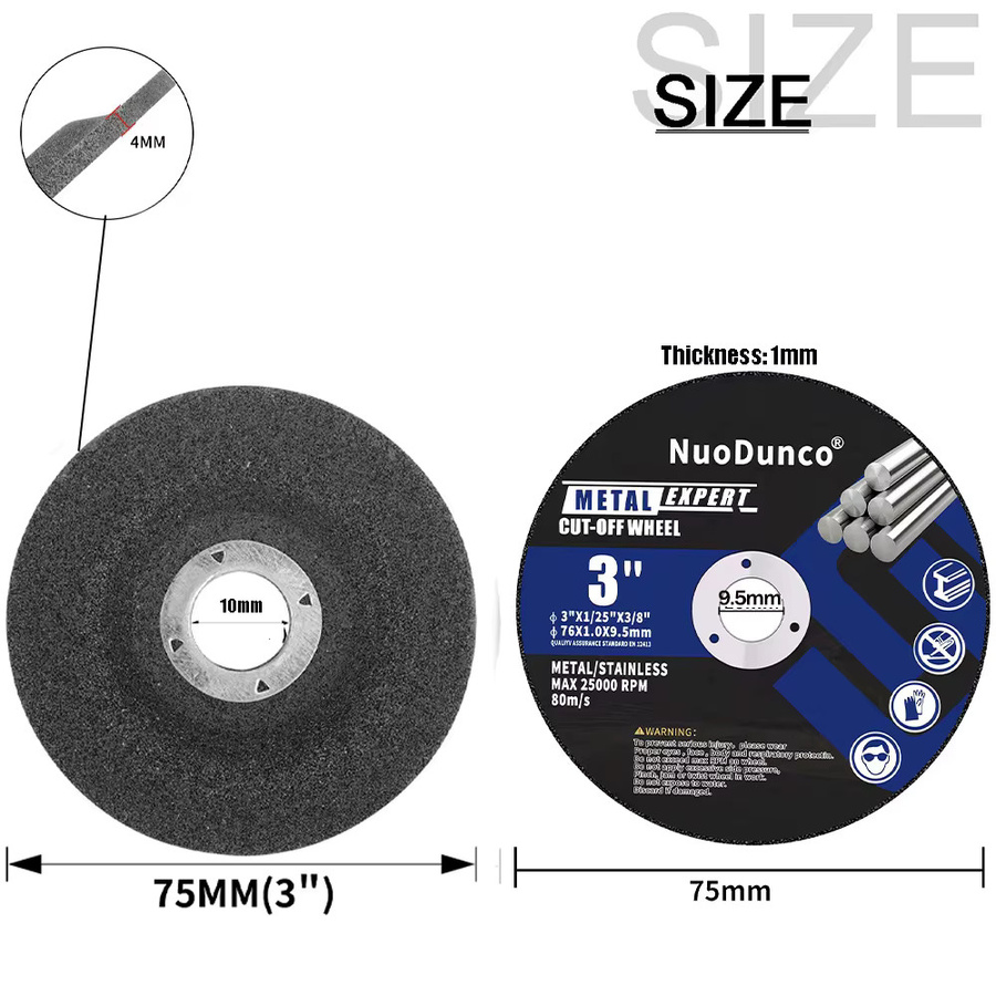 NuoDunco 8er Set Metall Trennscheiben und Schleifräder für Metall, Holz und PVC, Durchmesser: 75 mm, Farbe: Schwarz - Bild 2