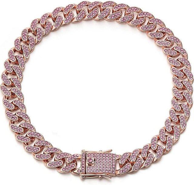 Hundehalskette, Rosa Diamant, Diamantbesetzt, 65 cm, Unisex - Bild 1