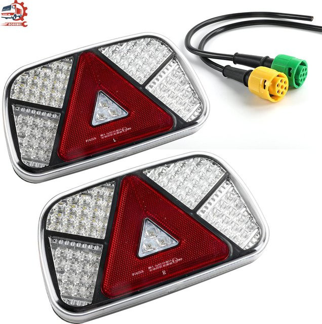 Aohewei Anhänger Rückleuchten Set 2 Stück, Rot, 12V/24V Bremse und Blinker für Caravan mit 30 cm langem 6-adrigem Kabel - Bild 1