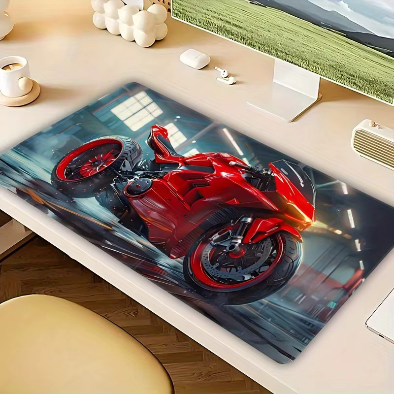 Rote Gaming-Mausunterlage mit Rennwagen-Muster, rutschfeste Schreibtischunterlage mit verstärkten Kanten - Bild 5