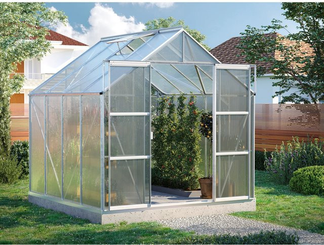 Vitavia Uranus 6700 HKP Doppel-Schiebetür aus Polycarbonat und Aluminium in Silber, B/H: 254 x 151 cm - Bild 1