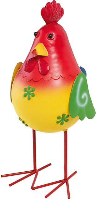 Bunte Deko-Figur Hahn stehend aus Stahlblech, H x B x T: 28 x 14 x 18 cm - Bild 1