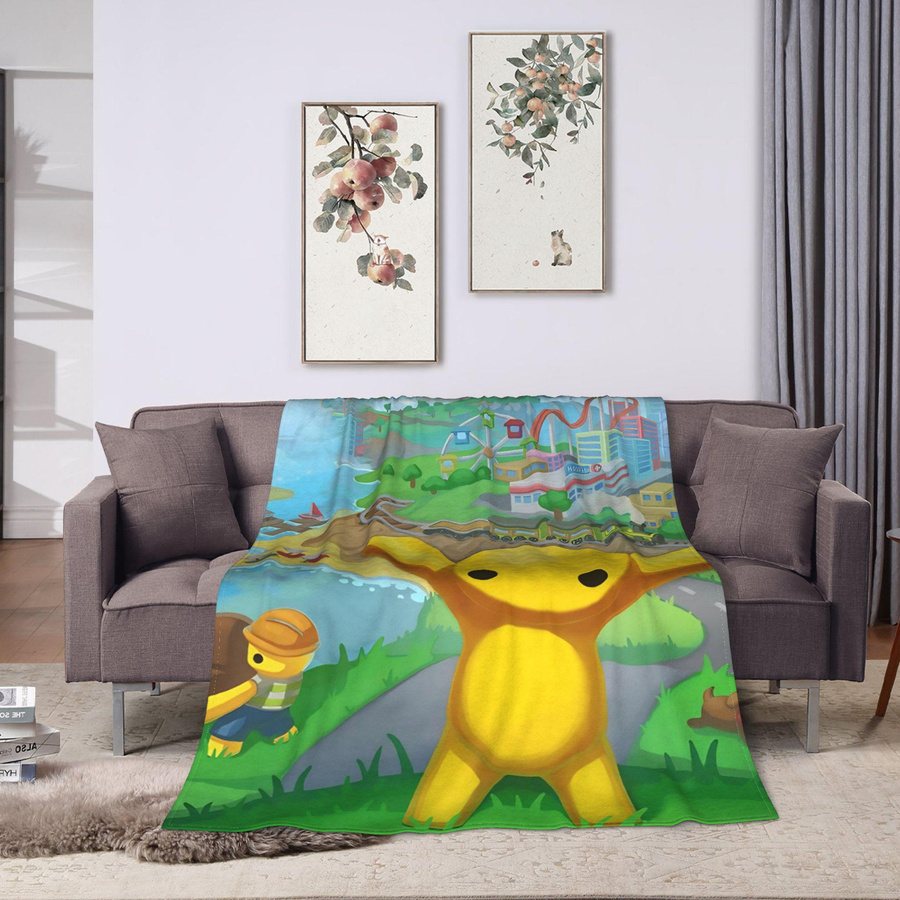 DIANASORZA Home Flanell Tagesdecke Wobbly Life Sandbox-Design, Mehrfarbig, B/B/H: 152,4 x 127,0 x 1,0 cm - Bild 3