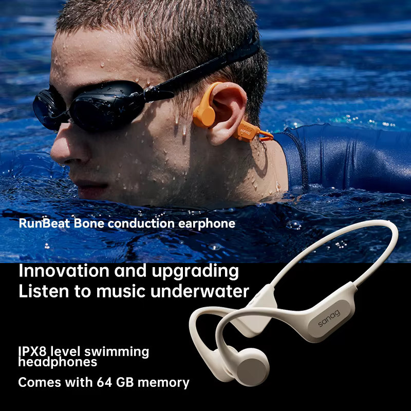 Sanag B60S Bluetooth Knochenleitungs-Kopfhörer mit IPX8 Wasserdichtigkeit und MP3-Player in Blau - Bild 1