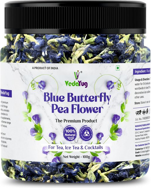 VY VedaYug Blaue Schmetterlingserbse Tee, Kräutertee, koffeinfrei, lose, 100 g - Bild 1