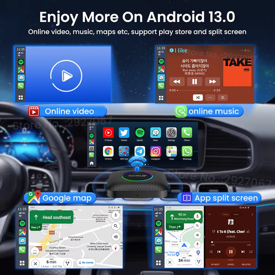Carlinkit CarPlay Ai Box Android 13 SDM 660 Octa-Core Smart Car TV Box für OEM Autos, Schwarz - Bild 2