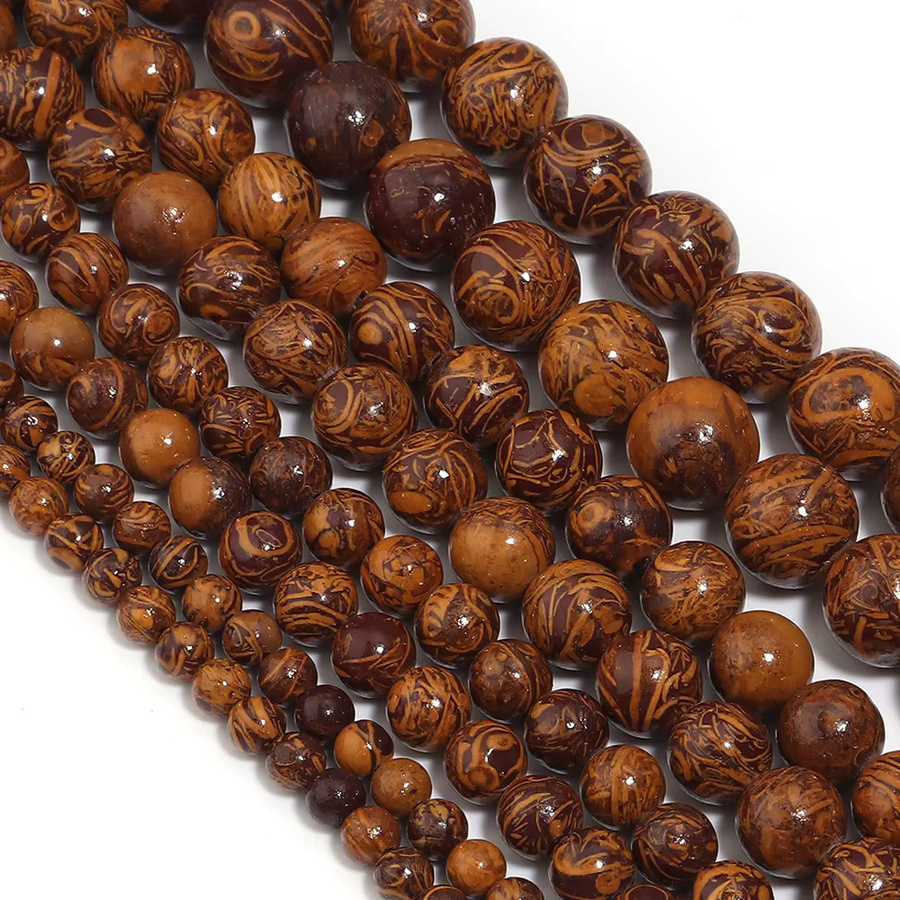 louleur Naturstein Perlen Jade, Goldene Seide, Runde Perlen, Unisex - Bild 5