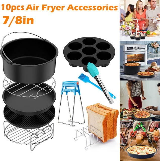 Willstar 10er Set Luftfritteuse Zubehör aus Silikon in Schwarz für runde Modelle mit 3,7/5,8 qt Volumen - Bild 1