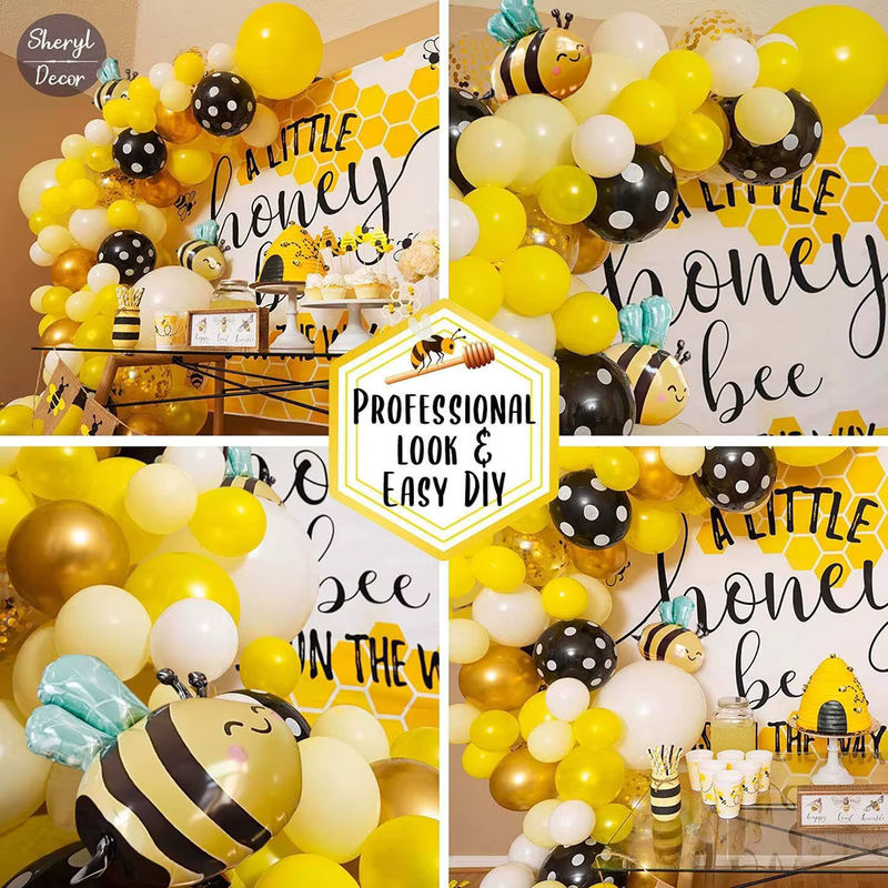 Bienen-Ballon-Girlanden-Set für Babyparty und Gender Reveal in Schwarz, Gelb und Weiß - Bild 3