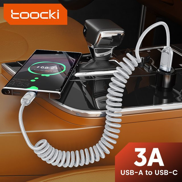 Toocki USB-A auf USB-C Datenkabel mit 3A Schnellladefunktion, grau, Länge: 1,5 m - Bild 1