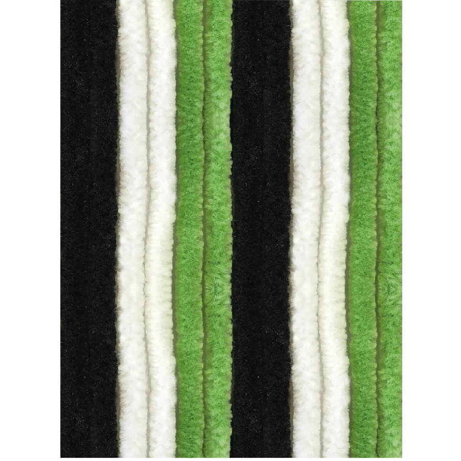 Arsvita Flauschvorhang mit Unistreifen in Schwarz, Grün und Weiß, B: 140 cm, H: 220 cm - Bild 2