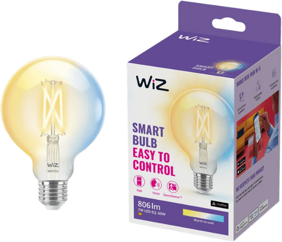 WiZ Filament LED Lampe Globeform E27 Transparent Warmweiß bis Kaltweiß App-gesteuert dimmbar - Bild 2